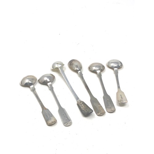 48 - 6 assorted antique silver mustard spoons