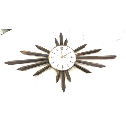 73 - Retro 60's/70's Metamec star burst wall clock, untested