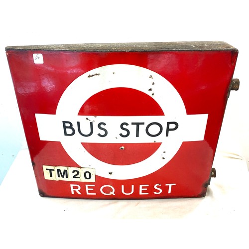 62 - Birnam London Vintage 1960s London enamel double sided bus stop sign measures approx 15 inches tall ... 