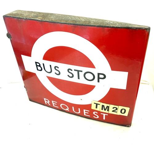 62 - Birnam London Vintage 1960s London enamel double sided bus stop sign measures approx 15 inches tall ... 