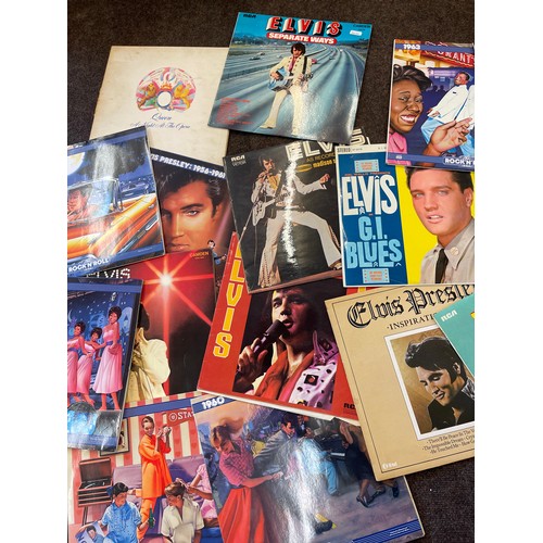 174 - Large selection of Rock/ Elvis Lps includes Queen a night at the opera LP, Burning Love, Sperate way... 