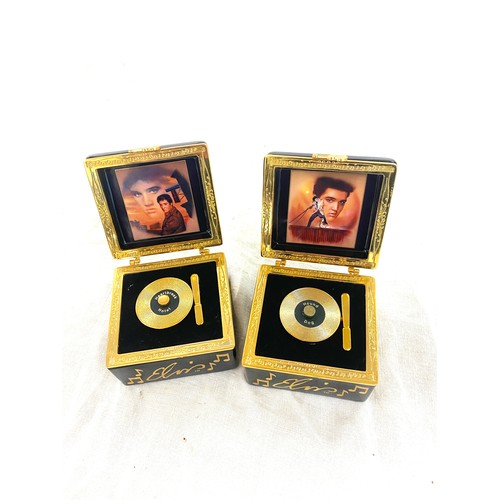 384 - Two Elvis Presley music boxes to include Heart break hotel and Hound dog