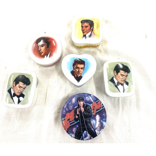 387 - Six lidded musical Elvis Presley trinkets