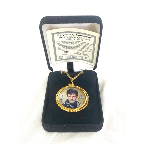 396 - Elvis Presley Colourized coin pendant with COA