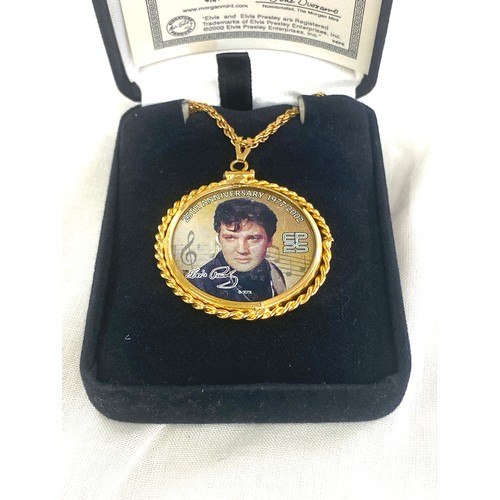 396 - Elvis Presley Colourized coin pendant with COA