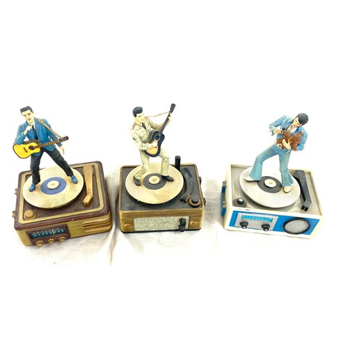 380 - Three Franklin Mint Elvis Presley Music boxes to include GI Blues, Teddy Bear and Blue suide shoes