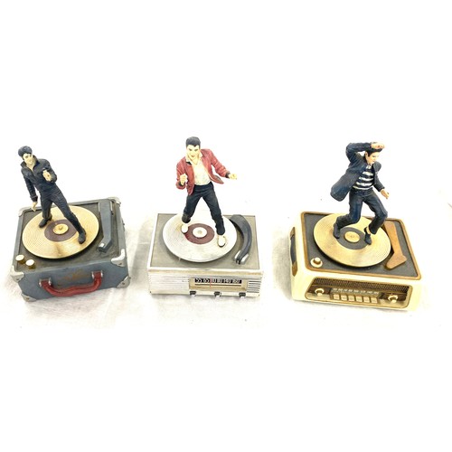 382 - Three Franklin Mint Elvis Presley Music boxes to include Jailhouse Rock, Burning Love, Heartbreak Ho... 