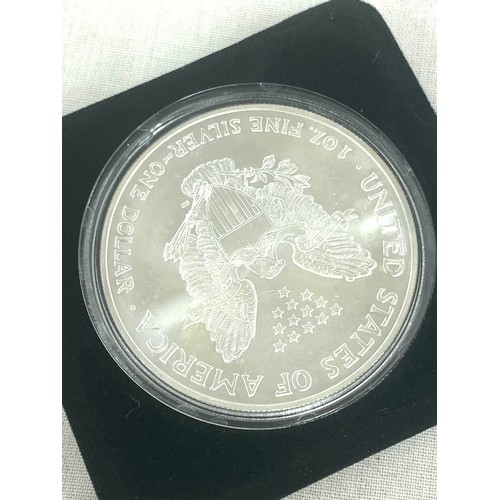 399 - Morgan Mint 2002 silver proof Elvis Presley one oz American dollar, with COA