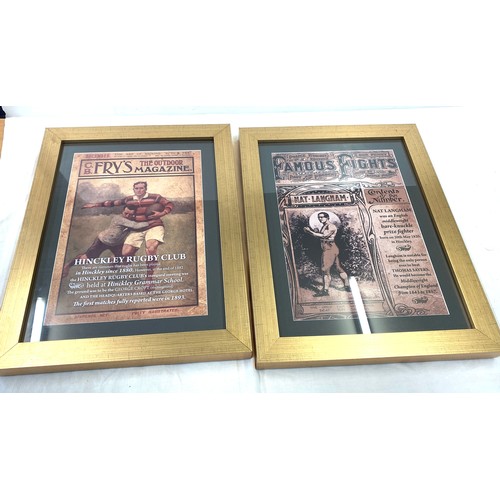 90 - Two vintage framed prints to include Frys Magazine and Famous fights approx measures of frames 22.5 ... 