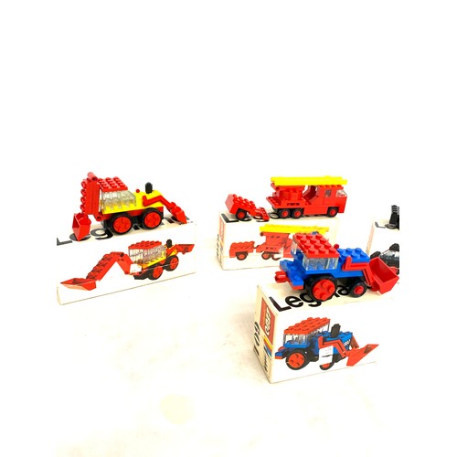 157 - Vintage Legoland fire engine 0495, vintage vehicles 642, 605, 604, in original boxes, no instruction... 