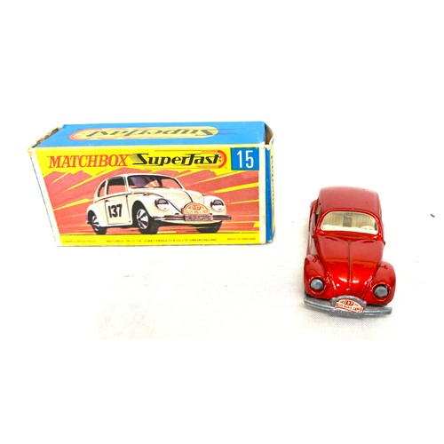 521 - Matchbox Superfast, 15 red Volkswagen VW, Bug, Rally with original box