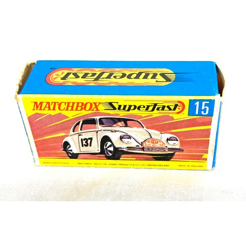 521 - Matchbox Superfast, 15 red Volkswagen VW, Bug, Rally with original box