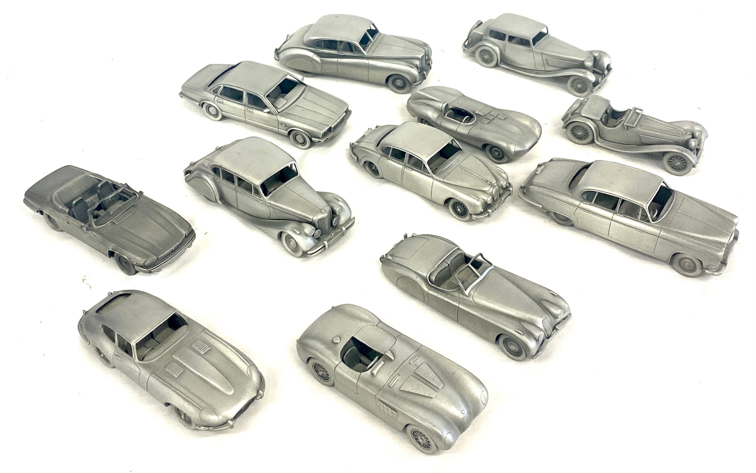 Selection of Danbury Mint pewter Jaguar cars to include 1951 C