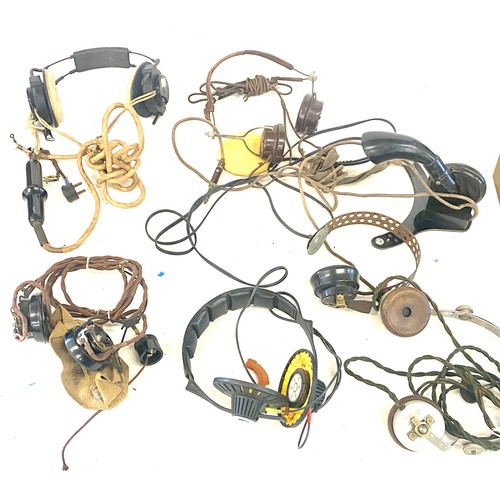 267 - Selection antique and vintage Head / Ear phones, to include military pieces