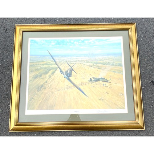 94 - Large framed Gerald Coulson limited edition print 37/640  depicting air battle, approximate frame me... 