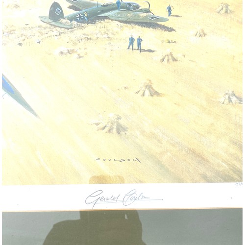 94 - Large framed Gerald Coulson limited edition print 37/640  depicting air battle, approximate frame me... 