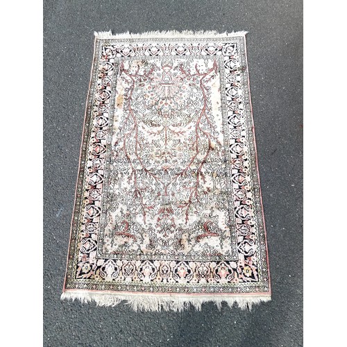 376 - Patterned cashmere lounge rug, approximate measurements:  62 x 36 inches