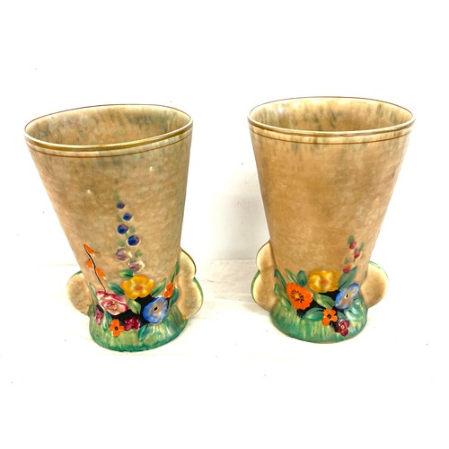 64 - Pair Crown Devon vases, approximate height 5.5 inches, both in good overall condition