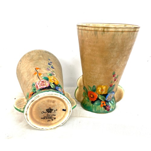 64 - Pair Crown Devon vases, approximate height 5.5 inches, both in good overall condition