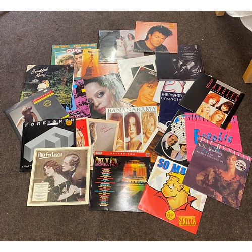 169 - Selection of assorted vinyl records to include Grease, hits for lovers, Pat Benatar, Diana Ross etc