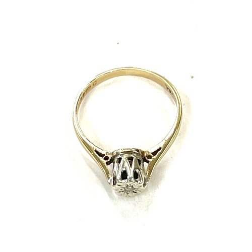 405 - Hallmarked 9ct Gold and diamond ring, total weight 2g, ring size P/Q