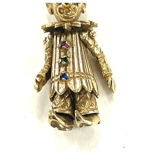 440 - 9ct Gold multi stone set moving clown pendant, hallmarked, total weight approx 8.1g