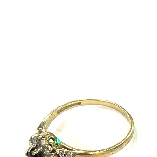 438 - 9ct Gold diamond and stone set ladies dress ring, missing small diamond, total weight approx 2.3g, r... 