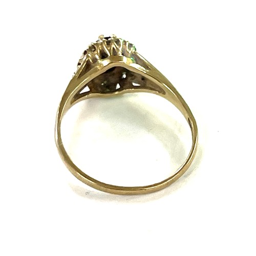 438 - 9ct Gold diamond and stone set ladies dress ring, missing small diamond, total weight approx 2.3g, r... 