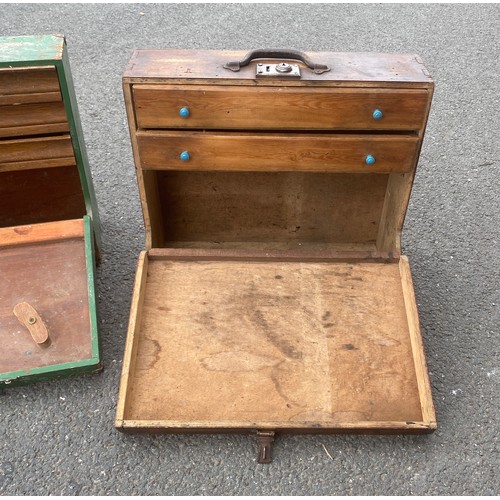 222 - 2 Vintage wooden tool boxes largest measures approximately Height 18 inches, Width 30 inches, Depth ... 