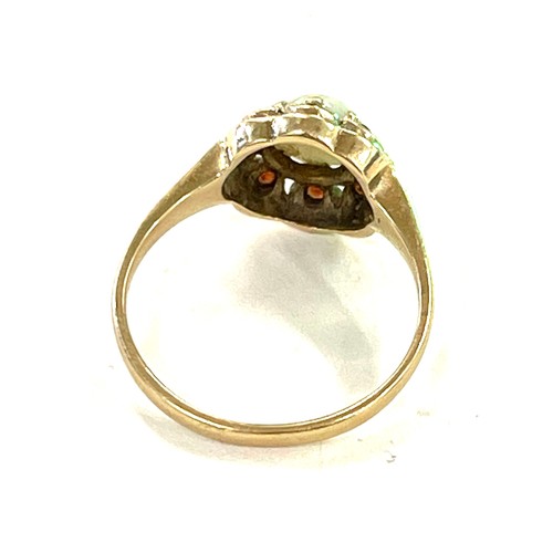 442 - 9ct Gold hallmarked ladies opal and stone set dress ring, total weight approx 2.3g ring size approx ... 