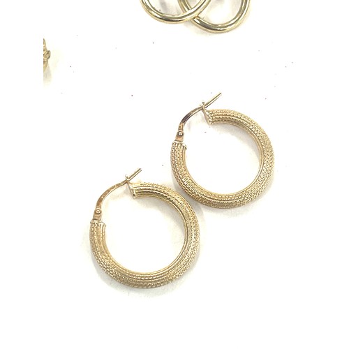 436 - 3 Pairs of ladies 9ct gold hoop earrings total weight 5 grams