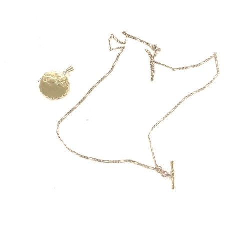 437 - 9ct Gold locket pendant and a 9ct gold chain, both hallmarked, total weight approx 5.4g