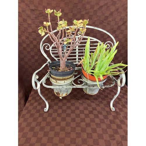 359 - Miniature garden plant bed bench measures approx 18 inches tall 19 inches width and 10 inches depth