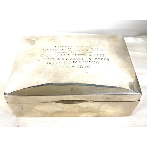 394 - WW1 Silver military cigarette box