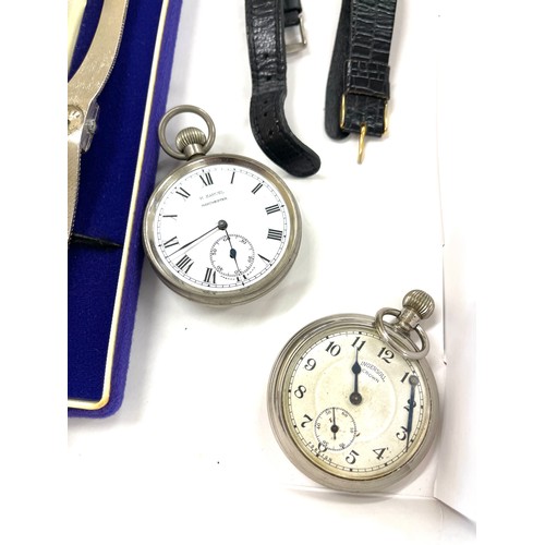 417 - 2 Gents wrist watches and 2 vintage pocket watches, all untested