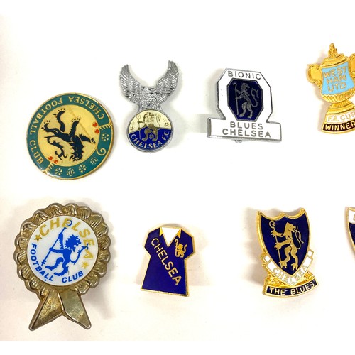 429 - Selection of vintage Chelsea, Newcastle and Brazil  football sports pin badges