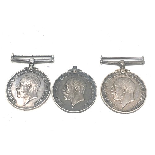 434 - 3 ww1 silver medals  to 837276 gnr w.b.maugham r.a  19710 pte j doherty cheshire reg and 27378 pte j... 