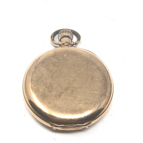 453 - Gold plated half hunter waltham pocket watch the watch is ticking