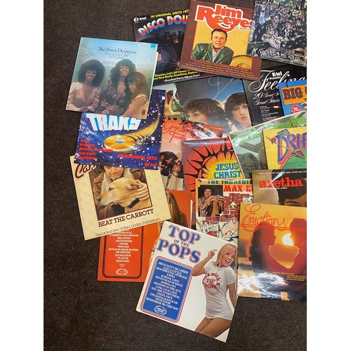 193 - Large selection of assorted vinyl records to include Jim Reeves, Top of the pops, Aretha etc