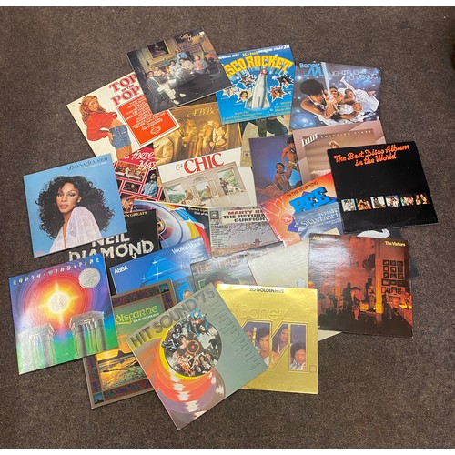 178 - Large selection of assorted genre vinyl records to include The Bee Gees, Boney M, Neil Diamond etc