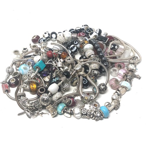 380 - 600g Sterling Silver mixed brand charms & charm bracelets