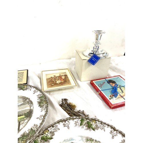 343 - Selection of vintage items includes games, Perfume, glass candle stick, pottery etc