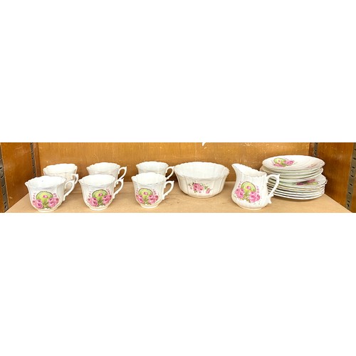 140 - Vintage part tea service to include six cups, six saucers, six sandwich plates, sugar bowl and and m... 