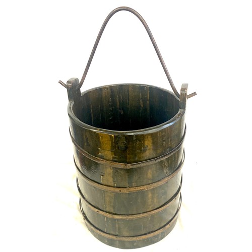 174 - Vintage wooden well bucket, approximate measurements including handle Height 22.5 inches, Diameter 1... 