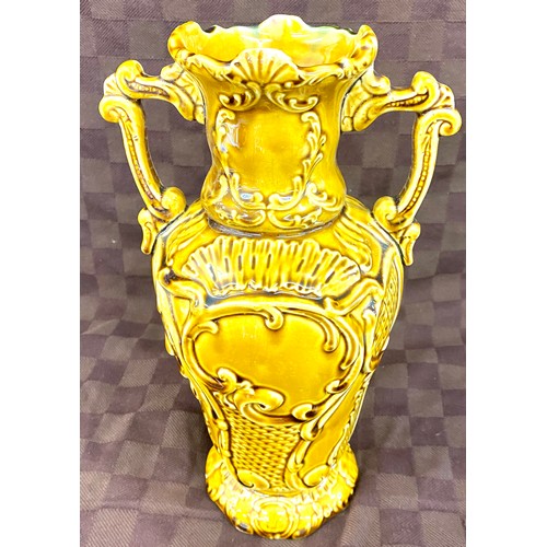 138 - Brown vase with decorative flowers