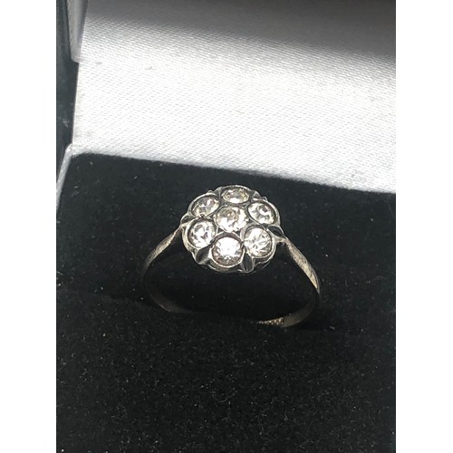 266 - 9ct Gold & Sterling Silver Floral paste Ring (2.4g)