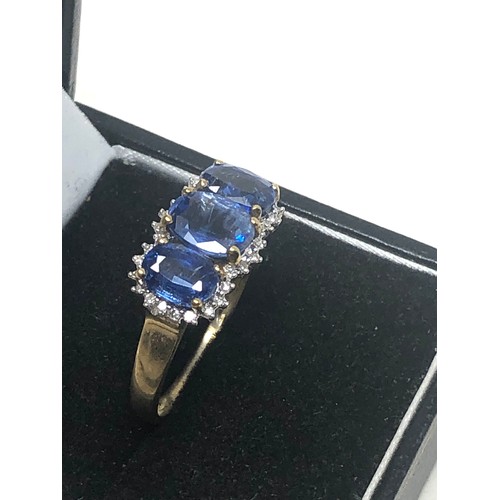 255 - 9ct Gold Sapphire & Diamond Fronted Ring (3.3g)