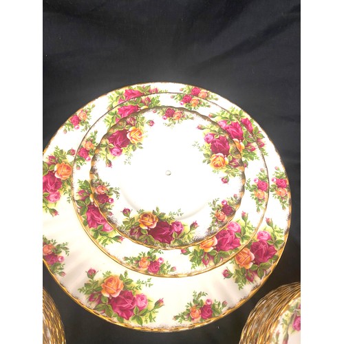 301 - Royal Albert Old Country Rose 10 place setting tea service to include tea pot, milk jug, cake stand ... 