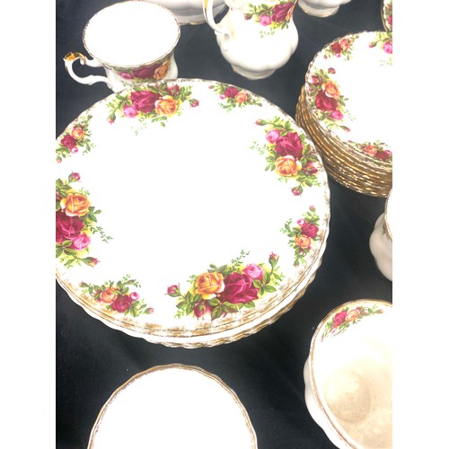 301 - Royal Albert Old Country Rose 10 place setting tea service to include tea pot, milk jug, cake stand ... 