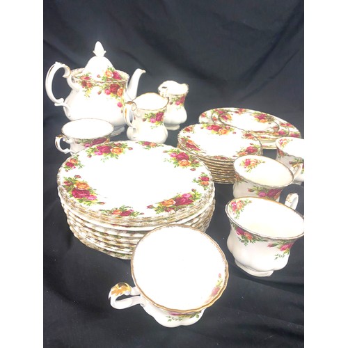 301 - Royal Albert Old Country Rose 10 place setting tea service to include tea pot, milk jug, cake stand ... 